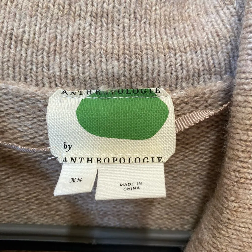 ANTHROPOLOGIE Sonoran Cowl Neck Sweater Dress Size XS Tan Beige Wool Blend - Image 4