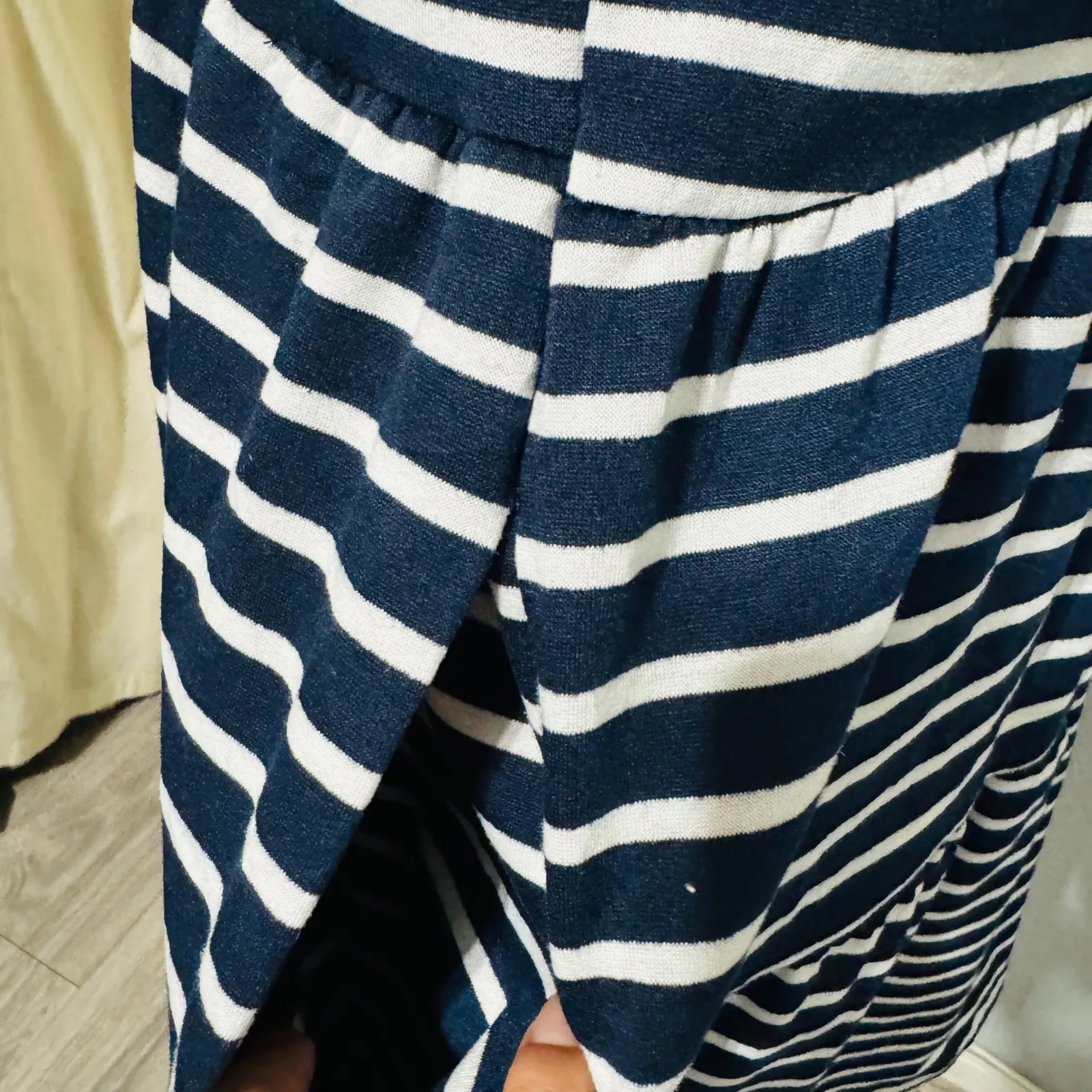 Nautica Jeans Navy White Striped Sleeveless Tiered V Neck Collar Short Dress S Blue - Image 7