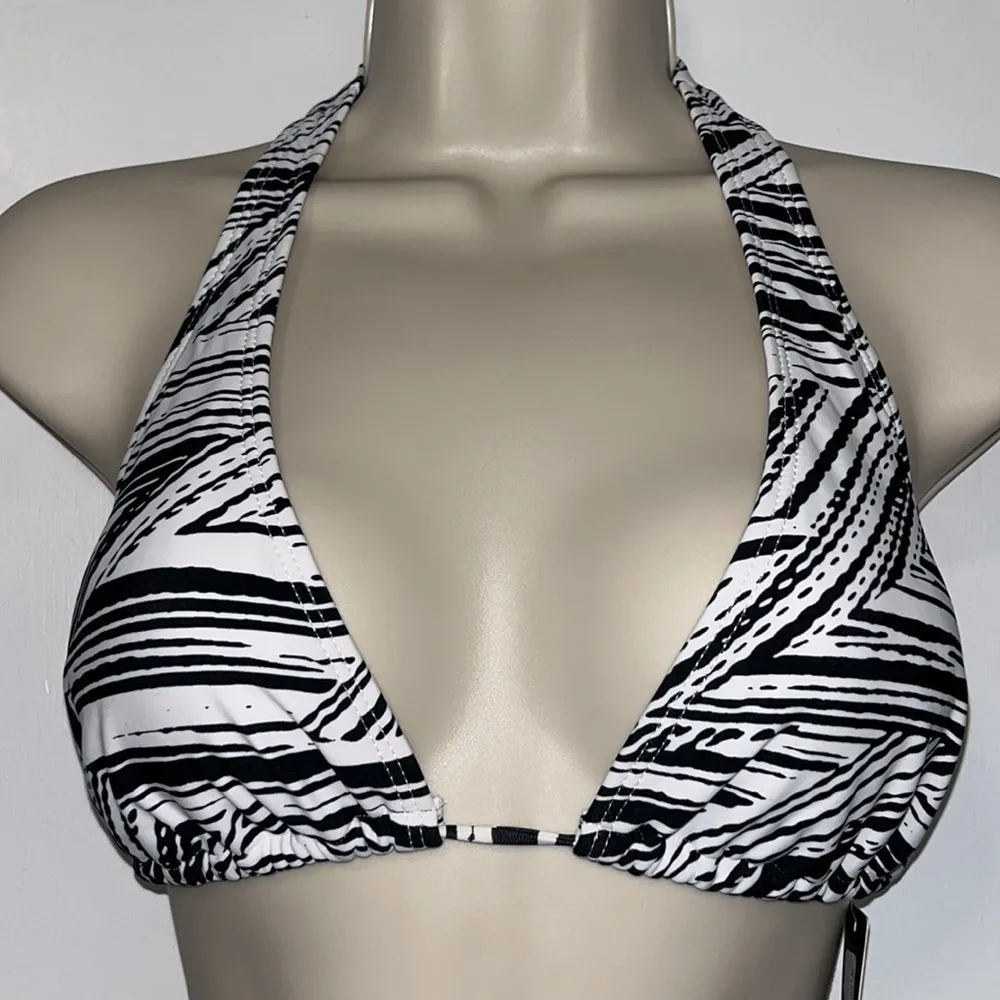 INGEAR Zebra Stripe Black & White Halter String Bikini Set Women’s Large L - Image 3