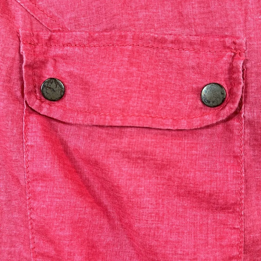Ana Pink Lightweight Cotton Summer Shortsleeve Rolled Tab Button Women Shirt XL - Image 9