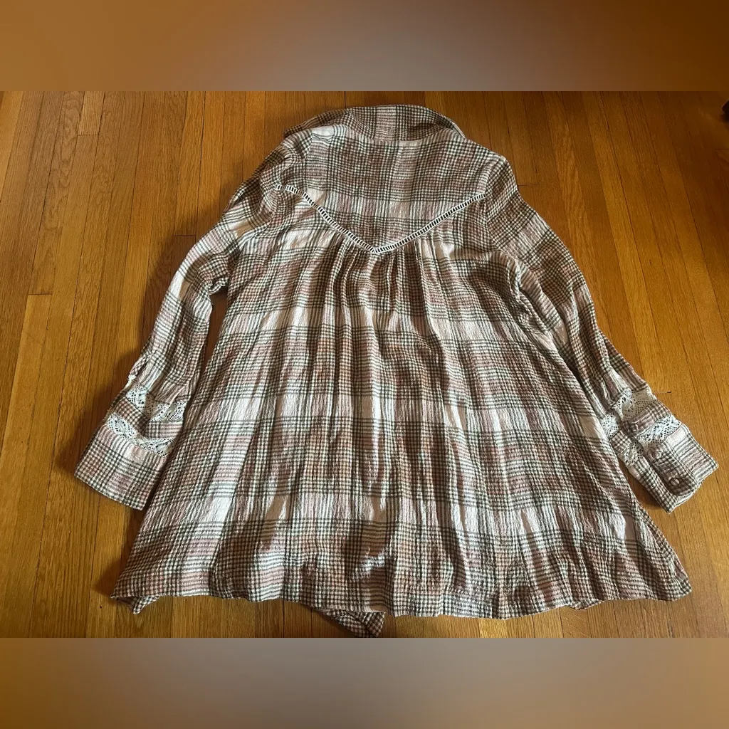 Free People Haddie Plaid Mini Dress in Peach Combo, Size S - Image 9