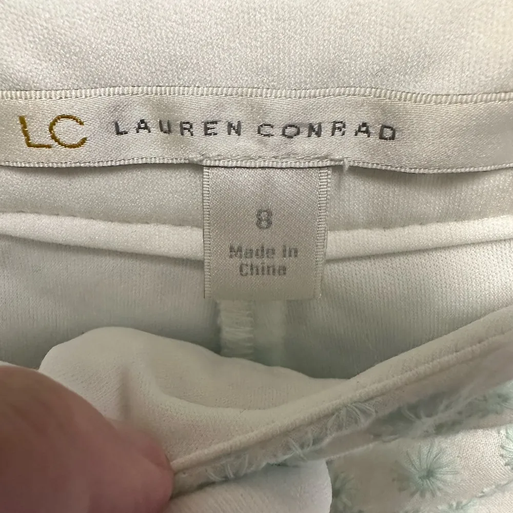 Lauren Conrad mint green and white lined embroidered shorts - Image 3