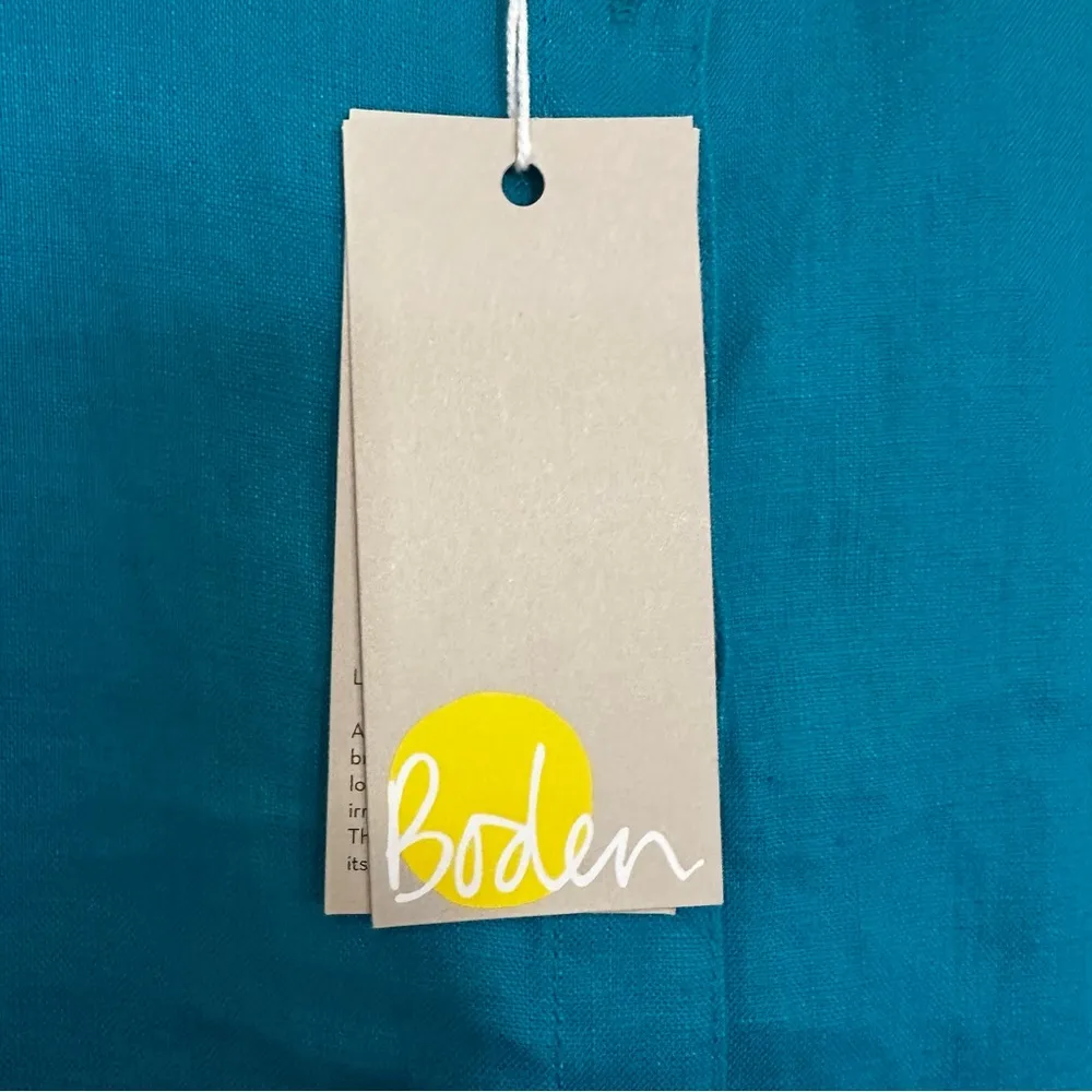 Boden Kimono Sleeve 100% Linen Shirt Swim Coverup Women's 14 Blue Resortwear NWT - Image 10