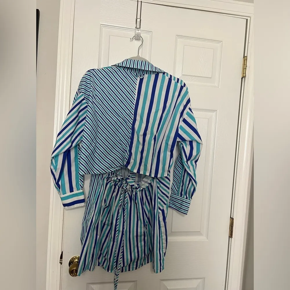 Solid & Striped The Emerson Dress in Cerulean & Cobalt Stripe - Image 5