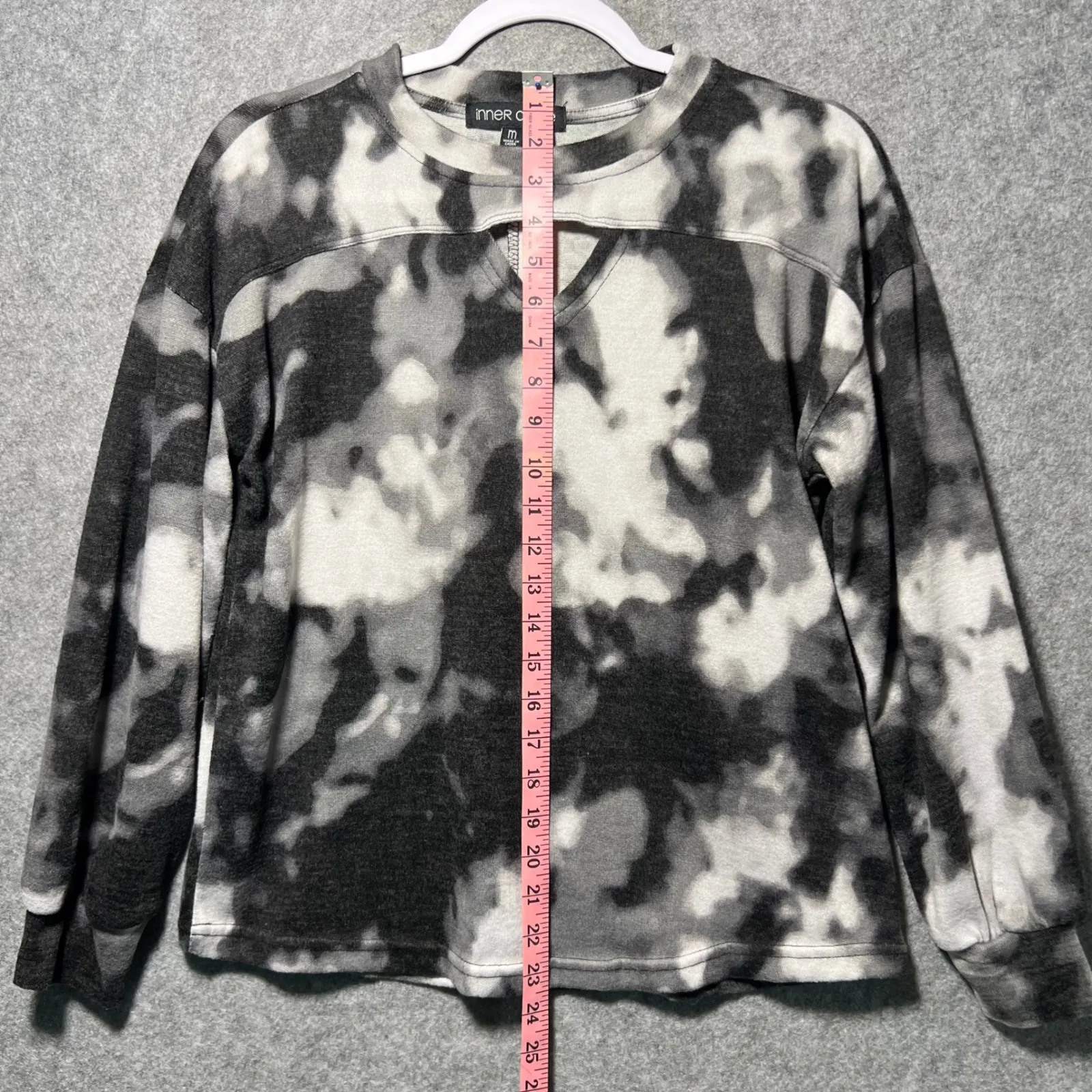 Inner Circle Tie Dye Cutout Neck Long Sleeve Sweatshirt Top Black Size M - Image 4