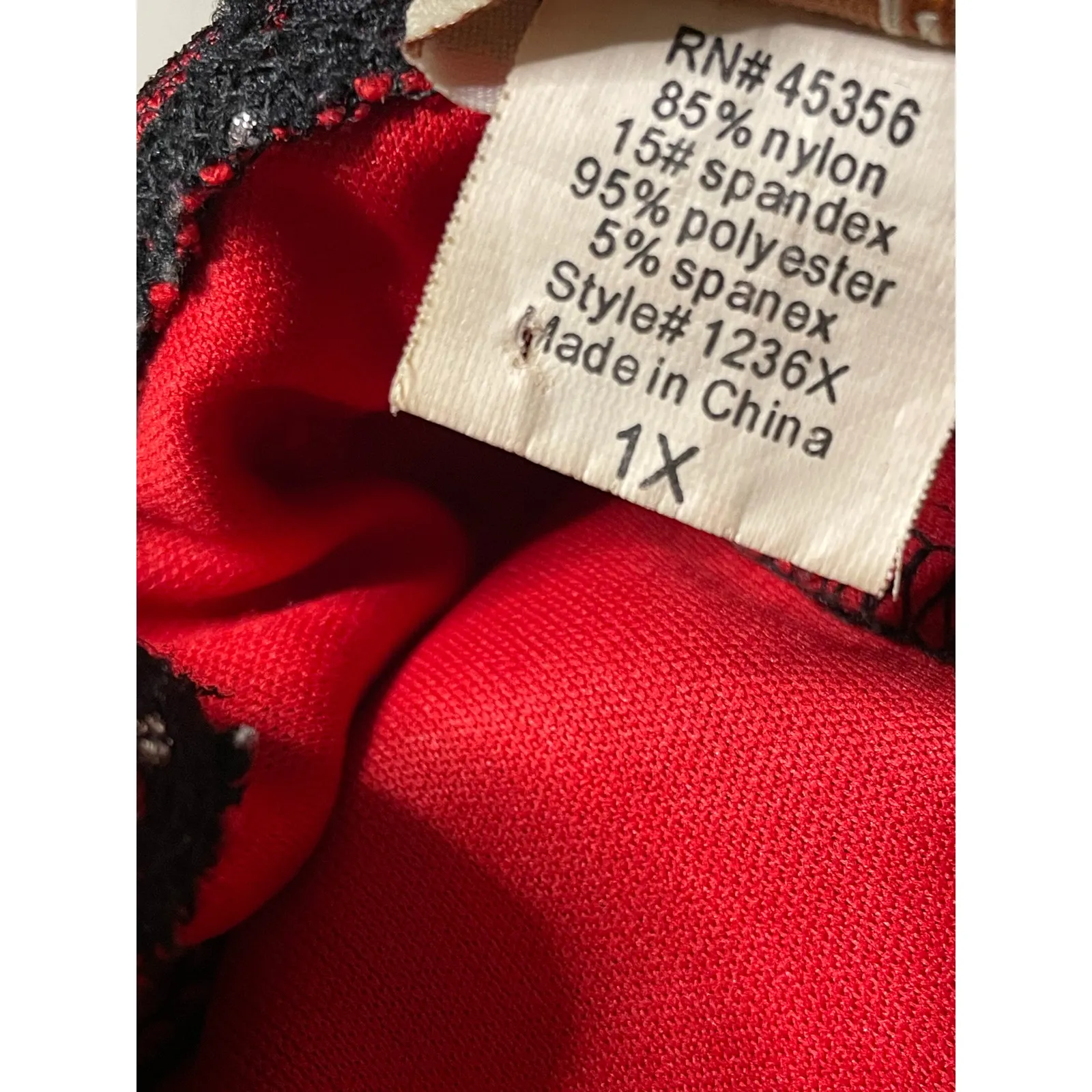 Y2K Red Glitter Lace Vintage Corset Plus Size 1X - Image 8