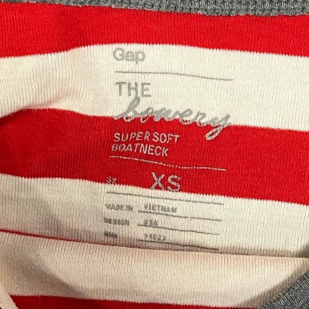 Women’s Gap Bowery Super Soft Boatneck XS Red & White Striped Long Sleeve Shirt - Image 2