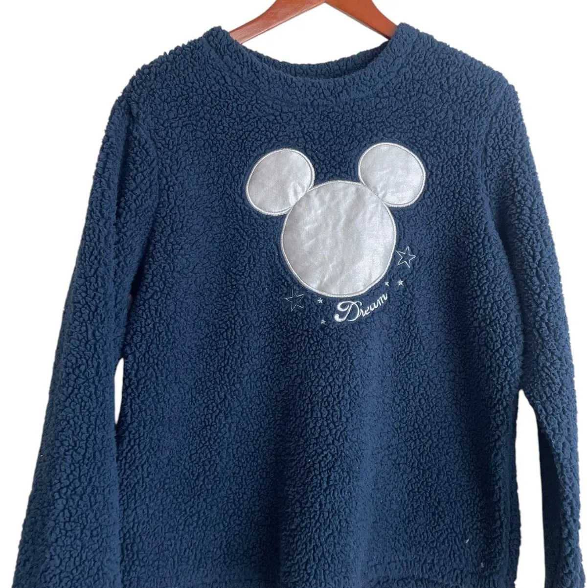 Disney Women Sleepwear Top M‎ Navy Fleece Plush Metallic Mickey Lounge Leisure - Image 4