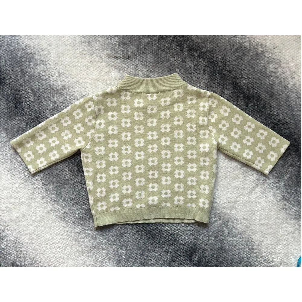 Princess Polly Ribbed Green Floral Mock Neck Pullover Sweater Size Small Medium - Image 2