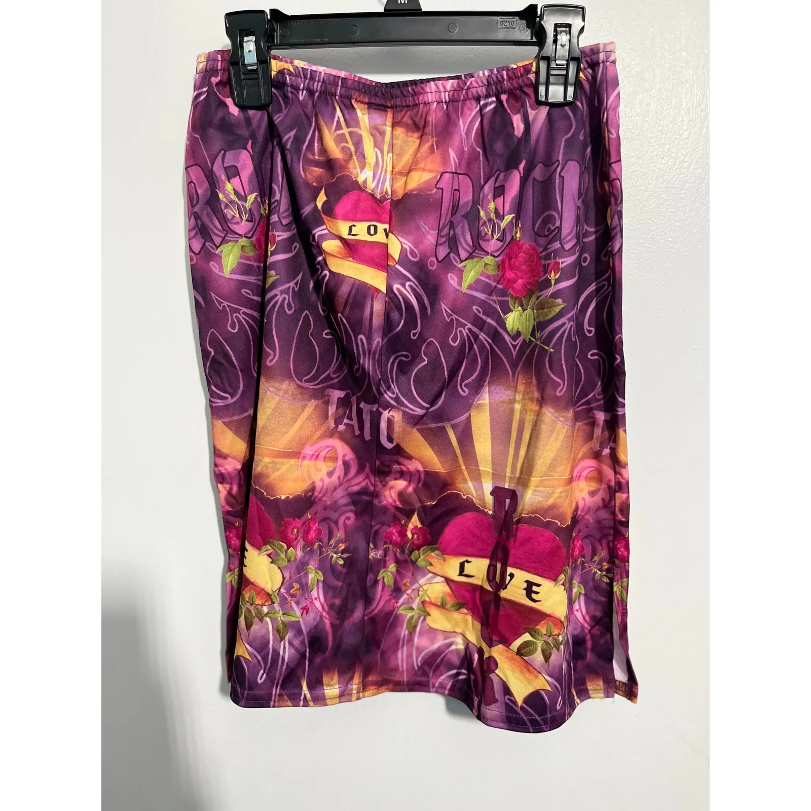 VTG Y2K Girlfriends LA Skirt XS Purple Heart Tattoo Skater Rock Love Whimsygoth - Image 4
