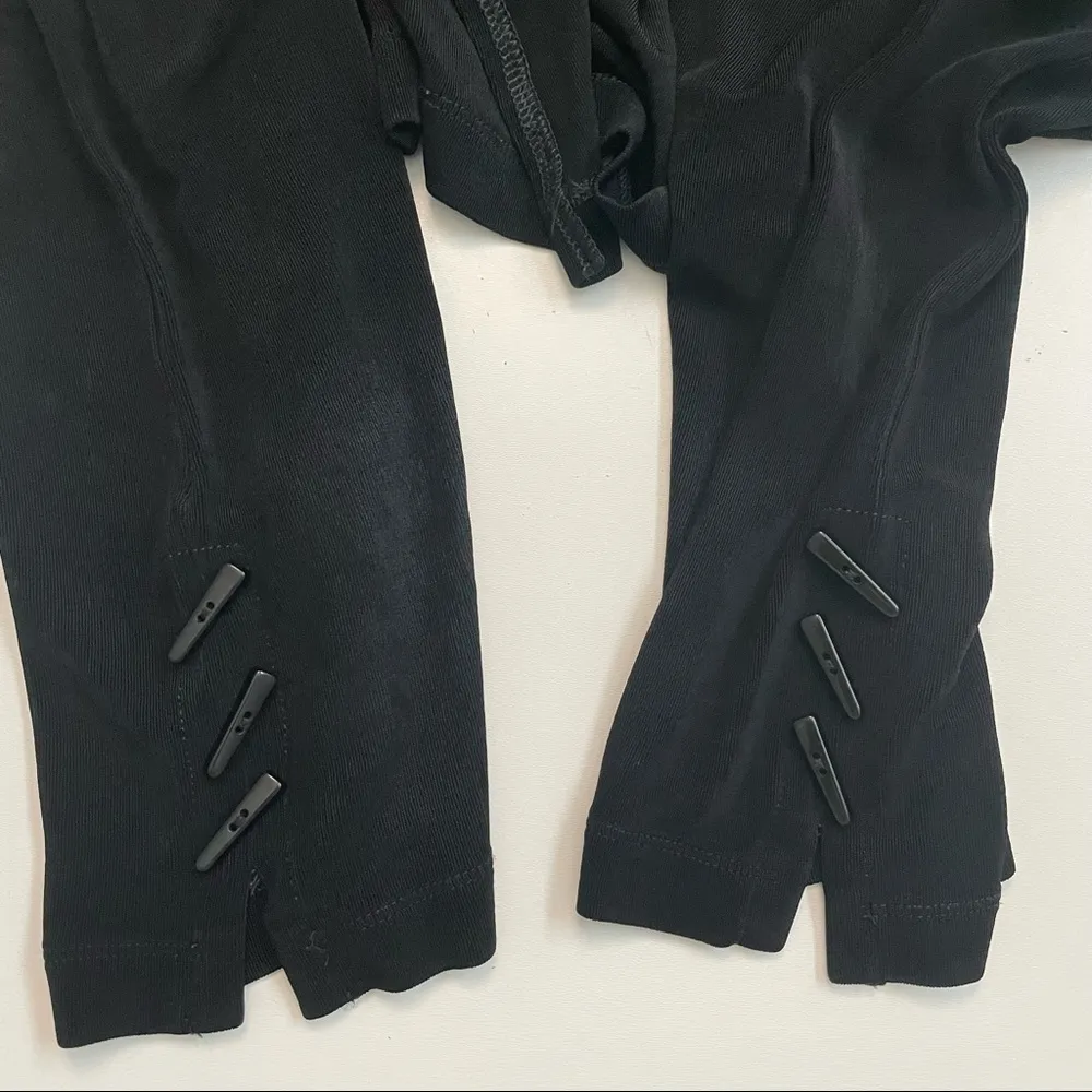 Chicos Travelers Cardigan Open Front High Low Hem Lagenlook Buttons Black - Image 14