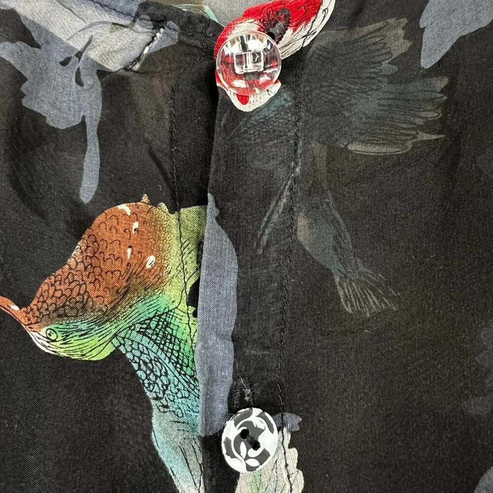 4 Love And Liberty Blouse Women S Black 100% Silk Floral Sheer Flowy Boho Whimsy - Image 6