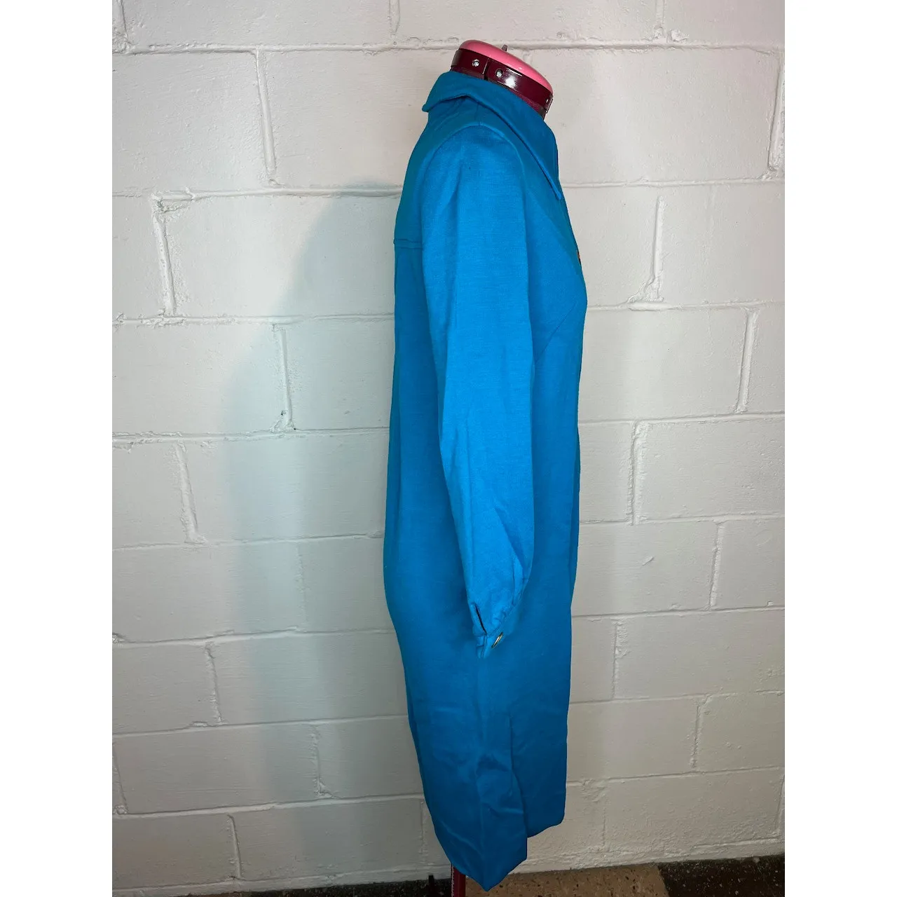 Shirt dress 1960s blue wool - Image 11