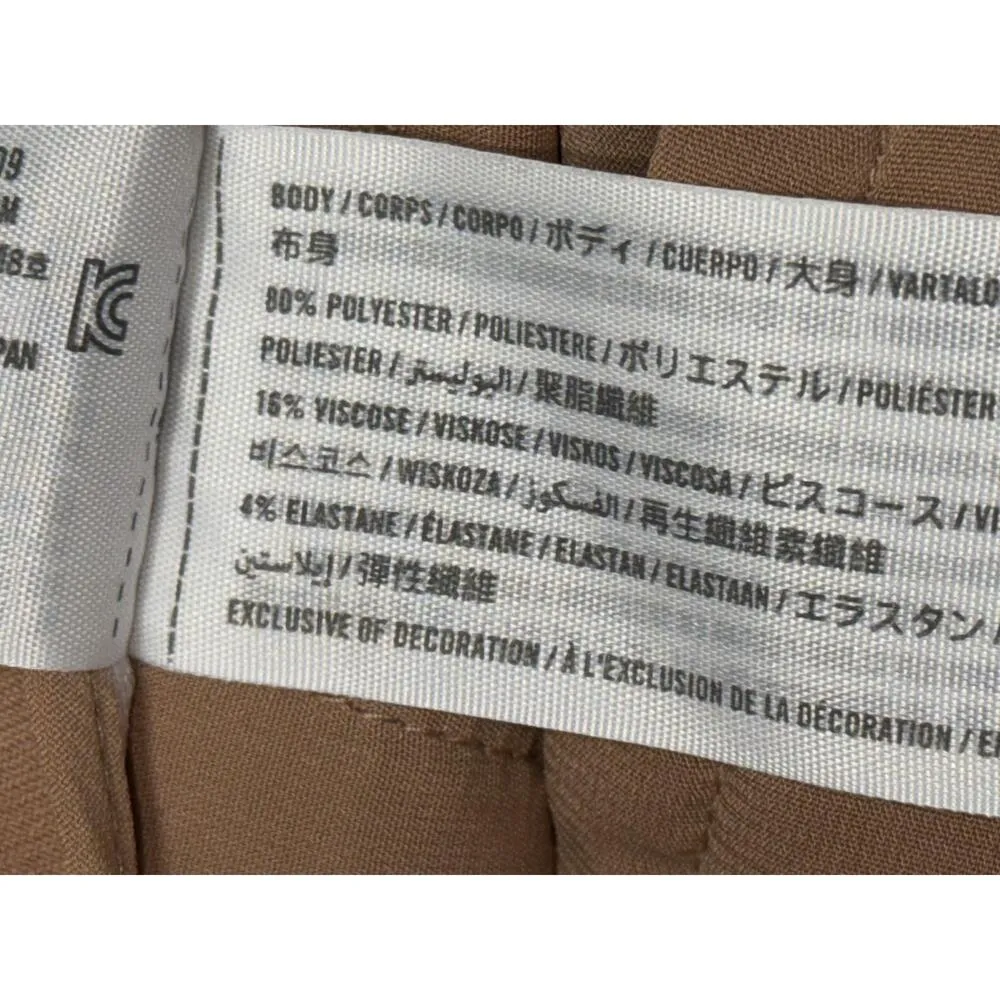 NEW Abercrombie & Fitch Tan Brown Pleated Wide Leg Trousers Dress Pants Sz 34 18 - Image 4