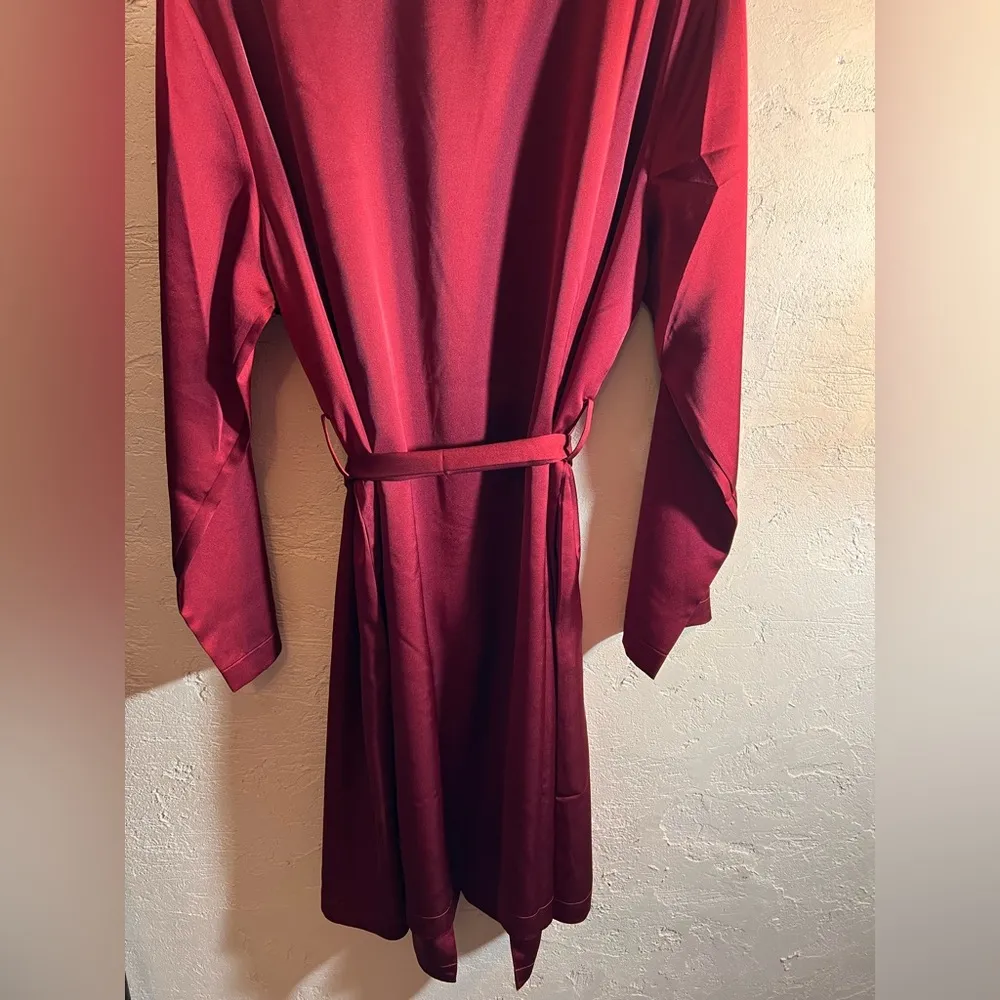 Chic Soul Robe Intimates & Sleepwear burgundy satiny feminine loose fit robe - Image 8
