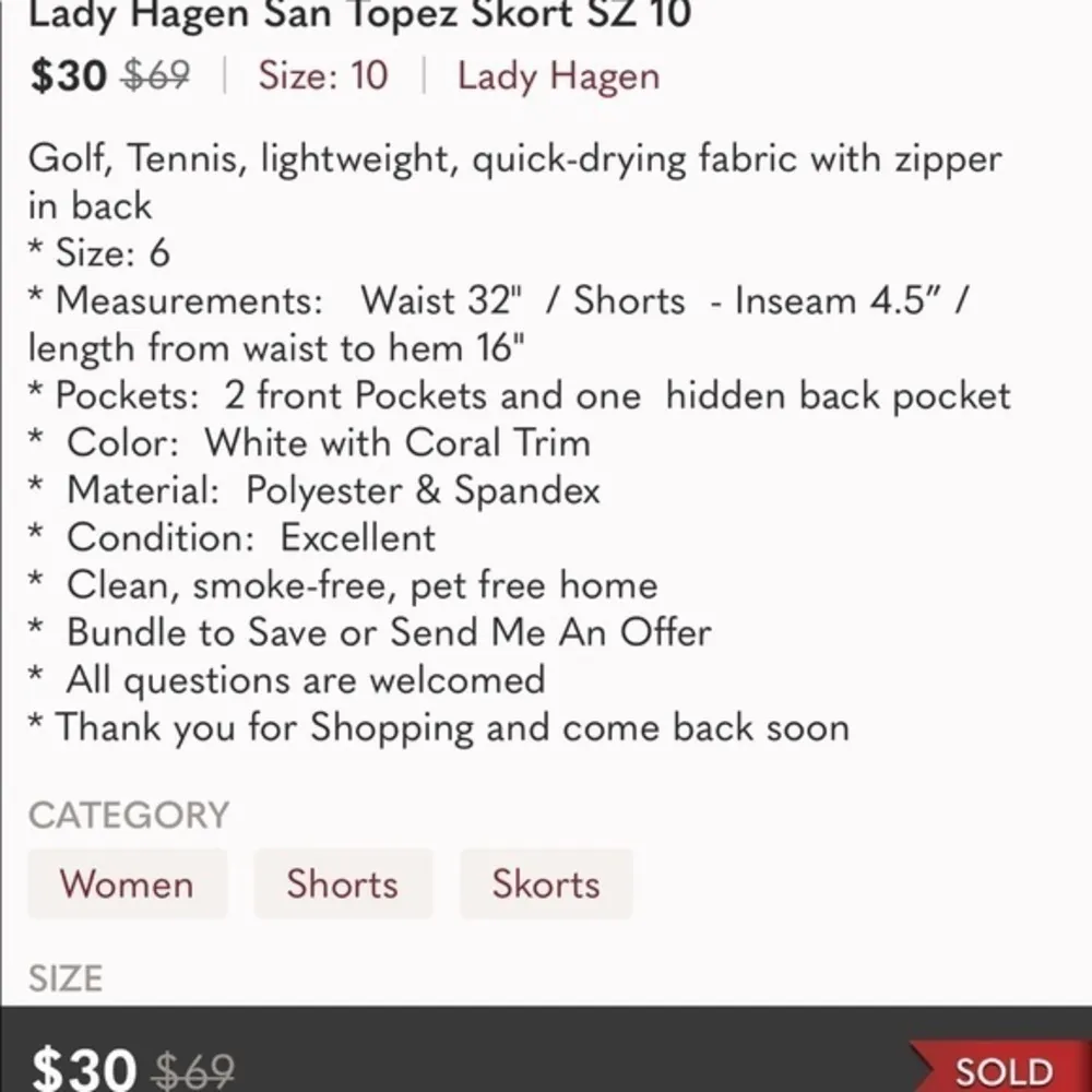 Lady Hagen San Tropez  White & Coral Golf Skort - Image 9