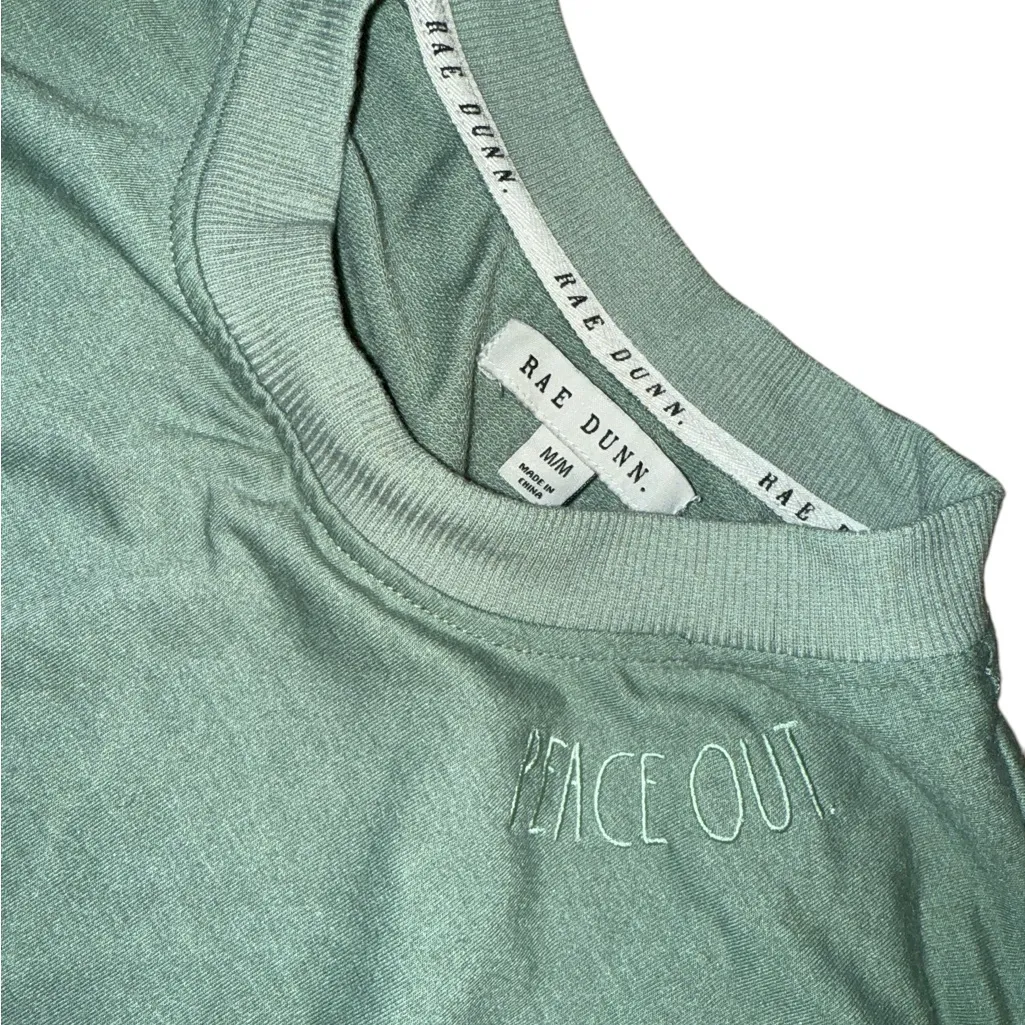 Rae Dunn Light Sage Green 'Peace Out' Top - Image 3