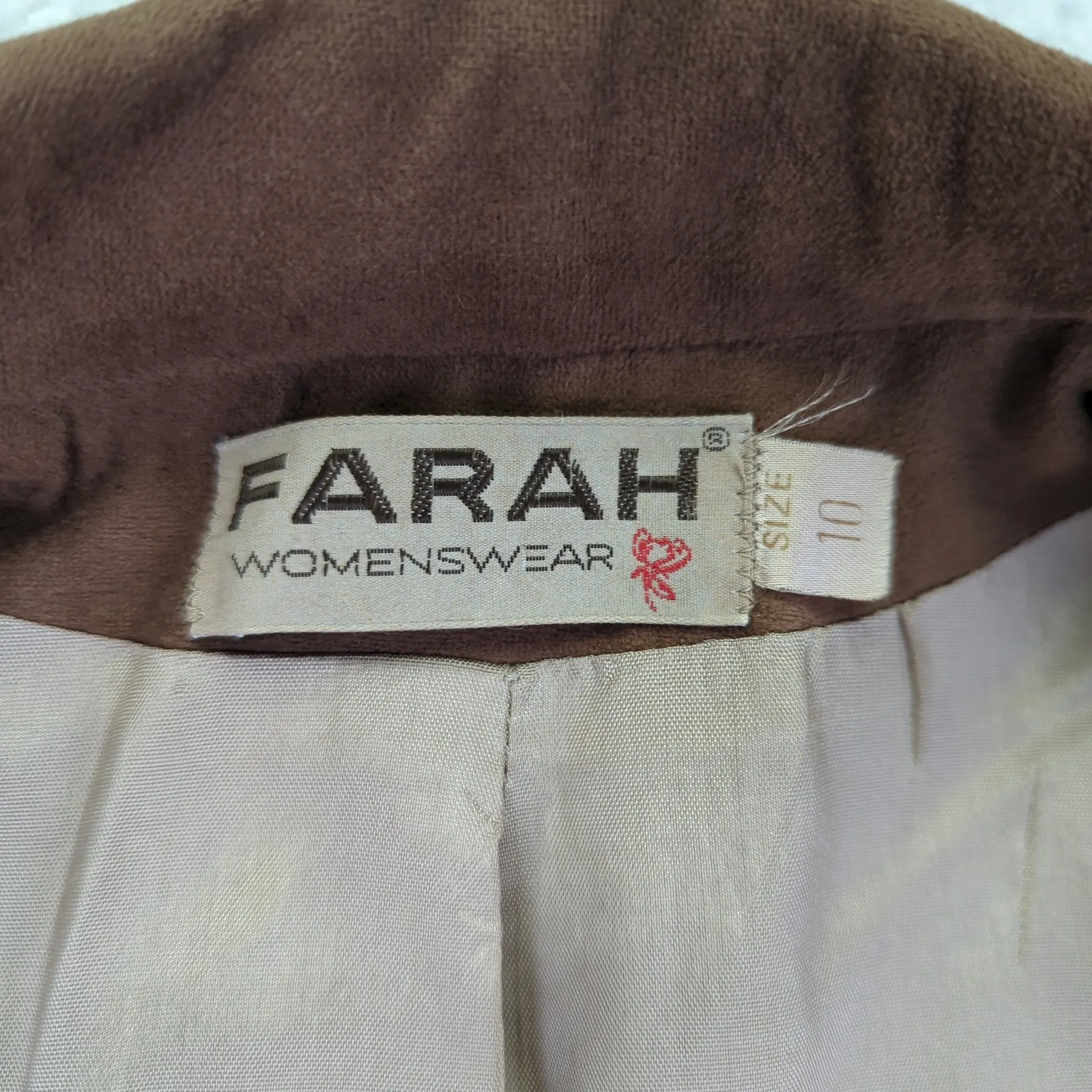 Vintage‎ FARAH Womenswear Brown Faux Suede Blazer Jacket Size 10 Academia - Image 4