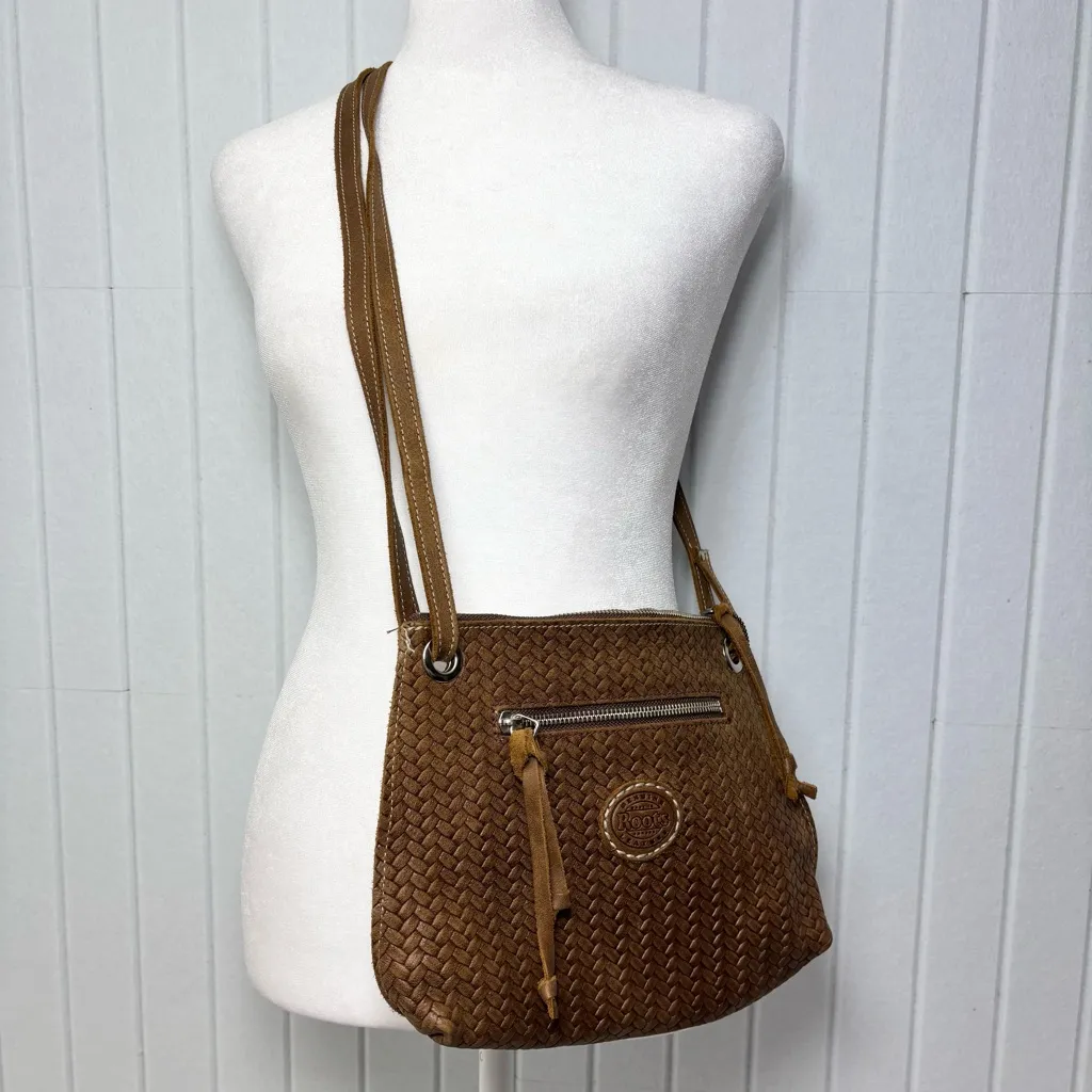 Roots Brown leather Woven crossbody Bag‎ - Image 10