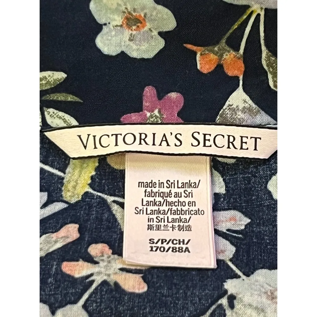 Victorias Secret Pajama Shorts Set Womens S Blue Floral Cotton Blend Used - Image 7
