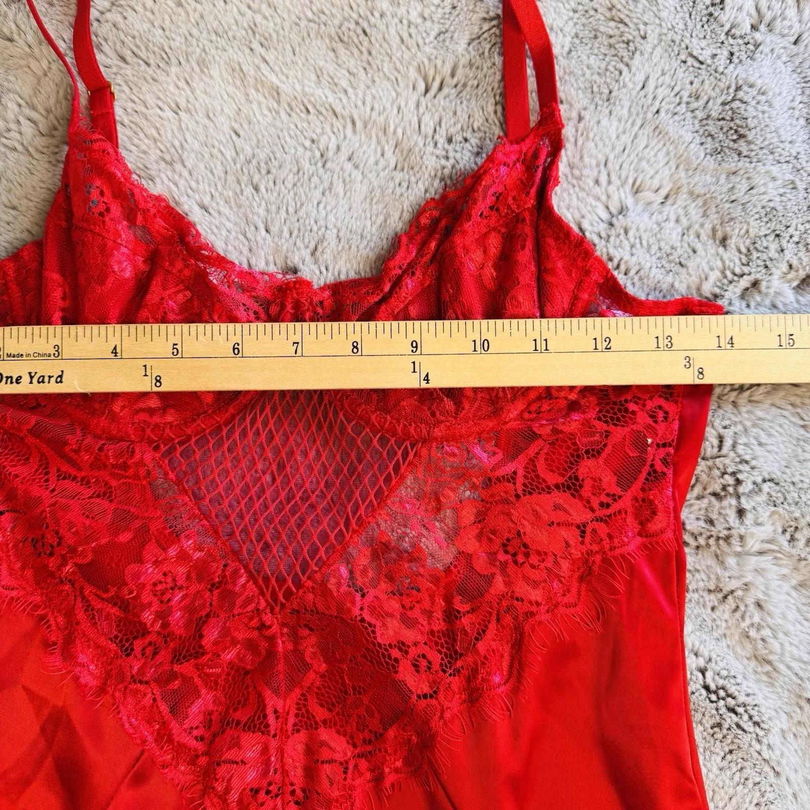 Tic Toc Lingerie Nightie Womens Medium‎ Red Lace Front Underwire Slip Dress Sexy - Image 16