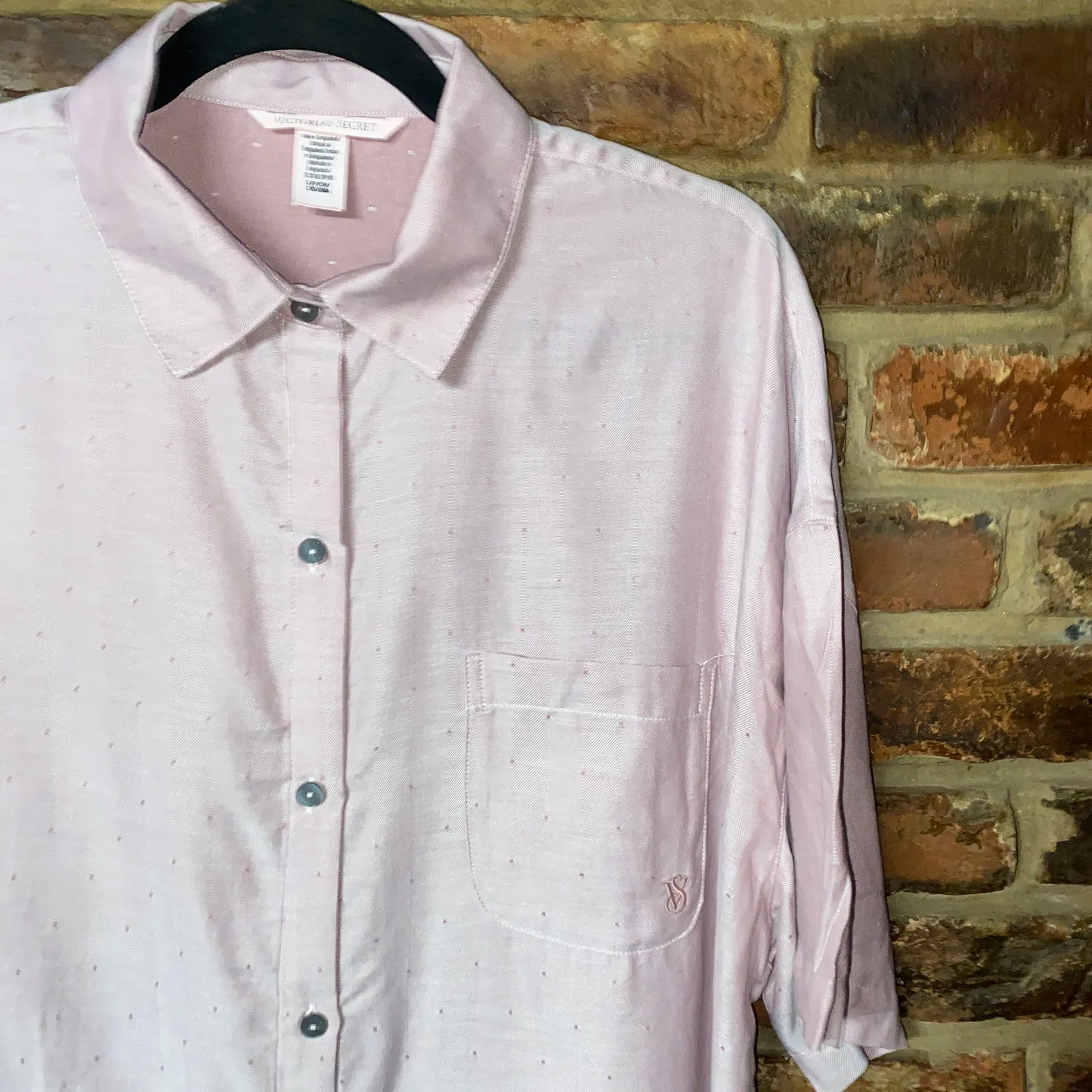 Victoria's Secret Nostalgia Rose Herringbone Pink Pajama Top Women's Size Small - Image 3