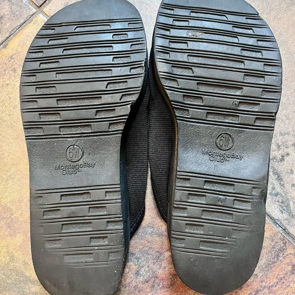 Montego Bay Club Women’s Stretch Slip-on Black Sandals Size 6 Wide - Image 7