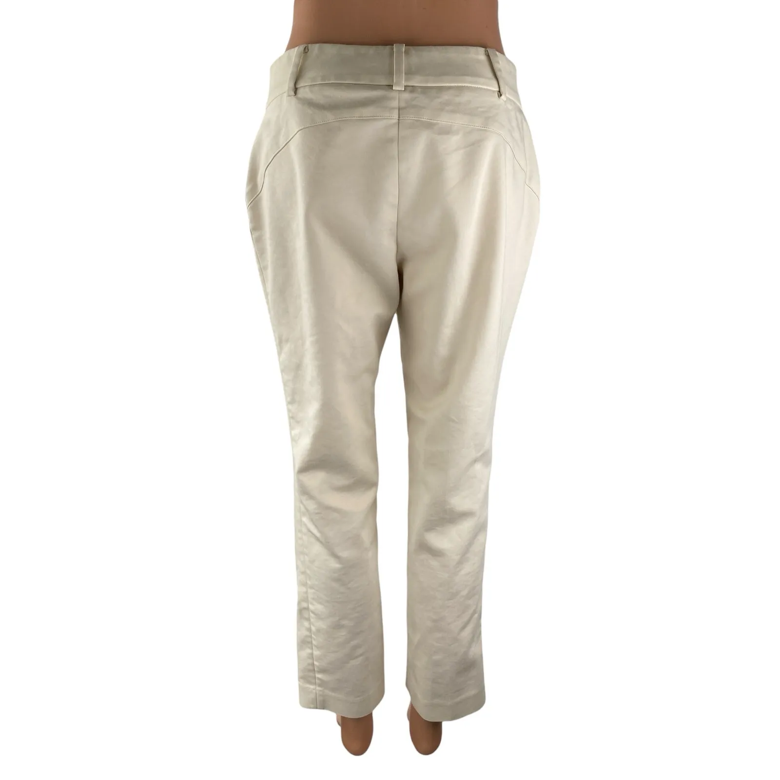 Chaus Women's White Mid Rise Straight Ankle Curve Trousers Casual Pants Size 4 - Image 2
