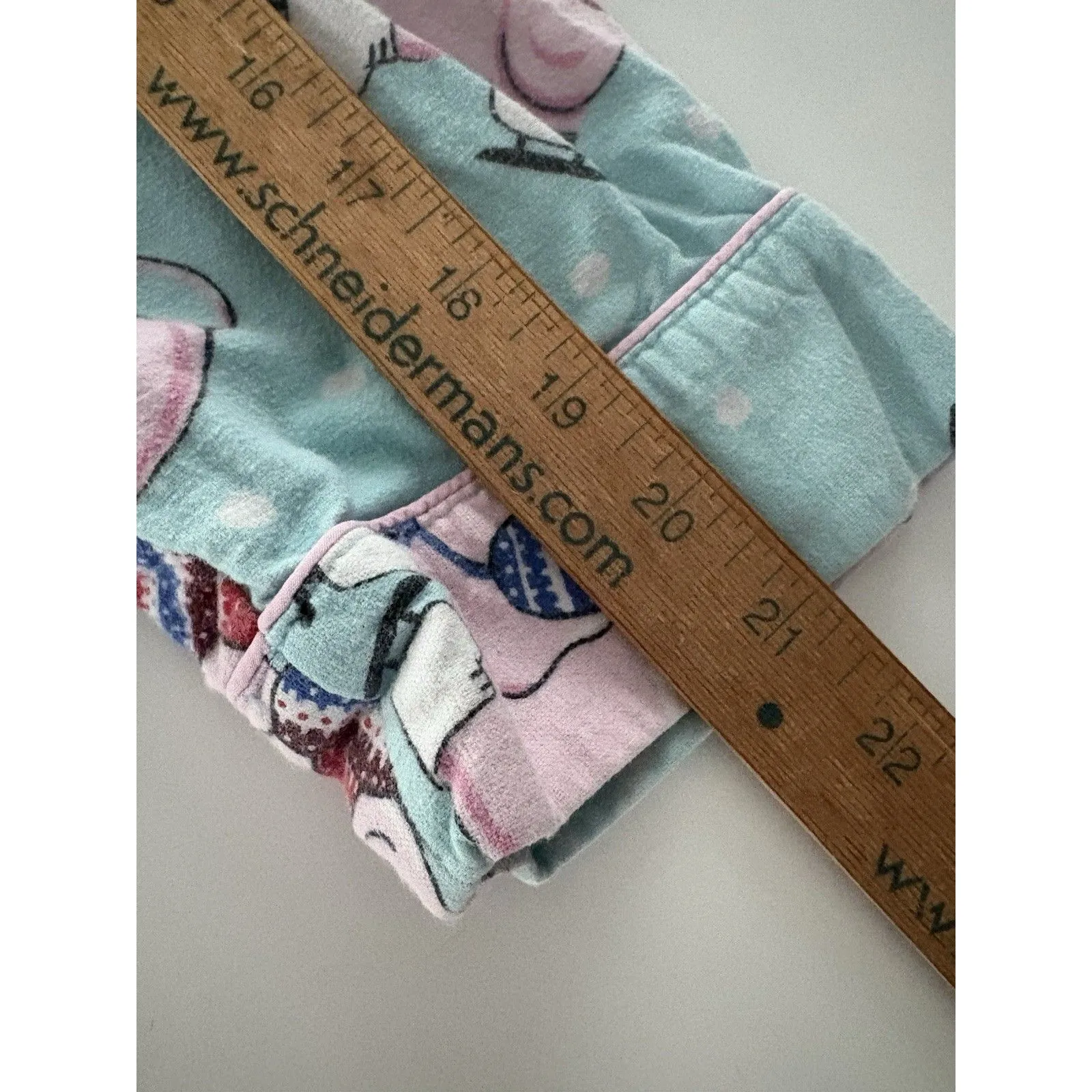Nick & Nora Pajama Top Size S Blue Pink Elephants Flannel Ice Skating Oversize * - Image 10