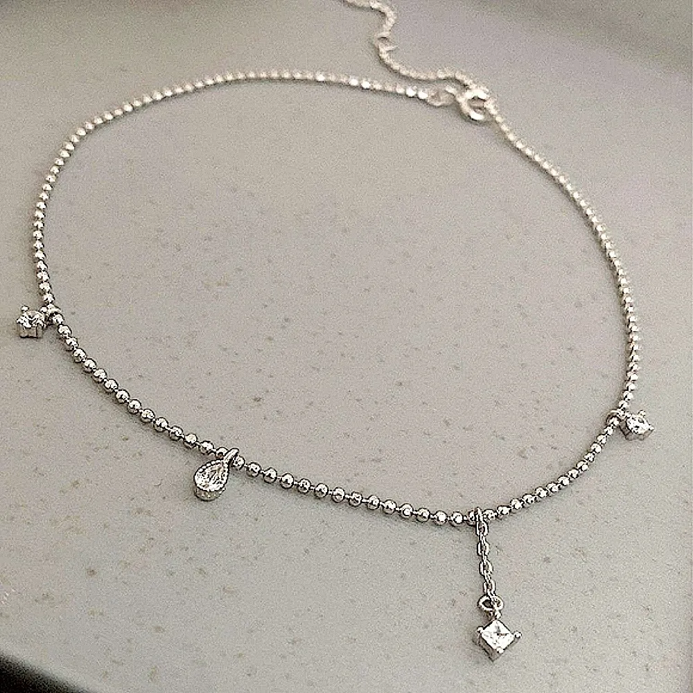 Star‎ Anklet Simulated Diamond 925 Sterling Silver, 42+8cm Adjustable - Image 4