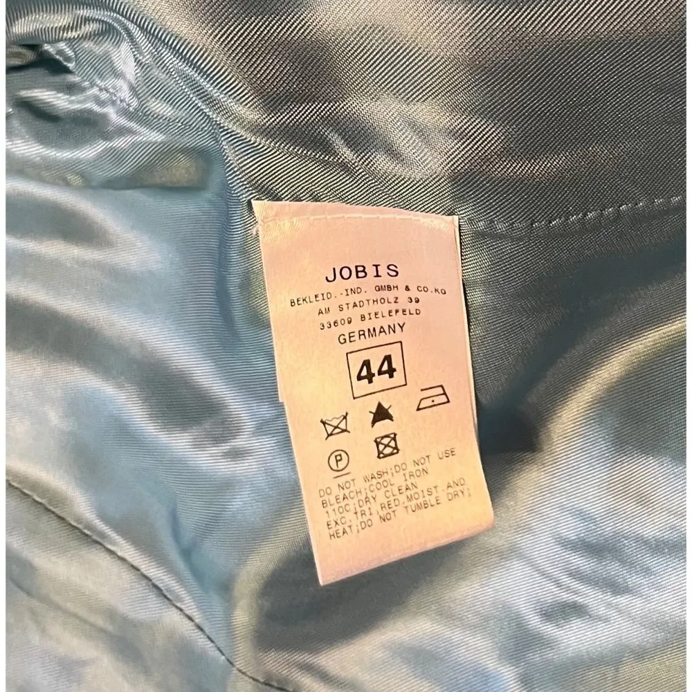 $500 VTG 80’s Jobis 44 14 Tweed Midi Skirt Power Suit Wool Blazer Jacket Blue - Image 10