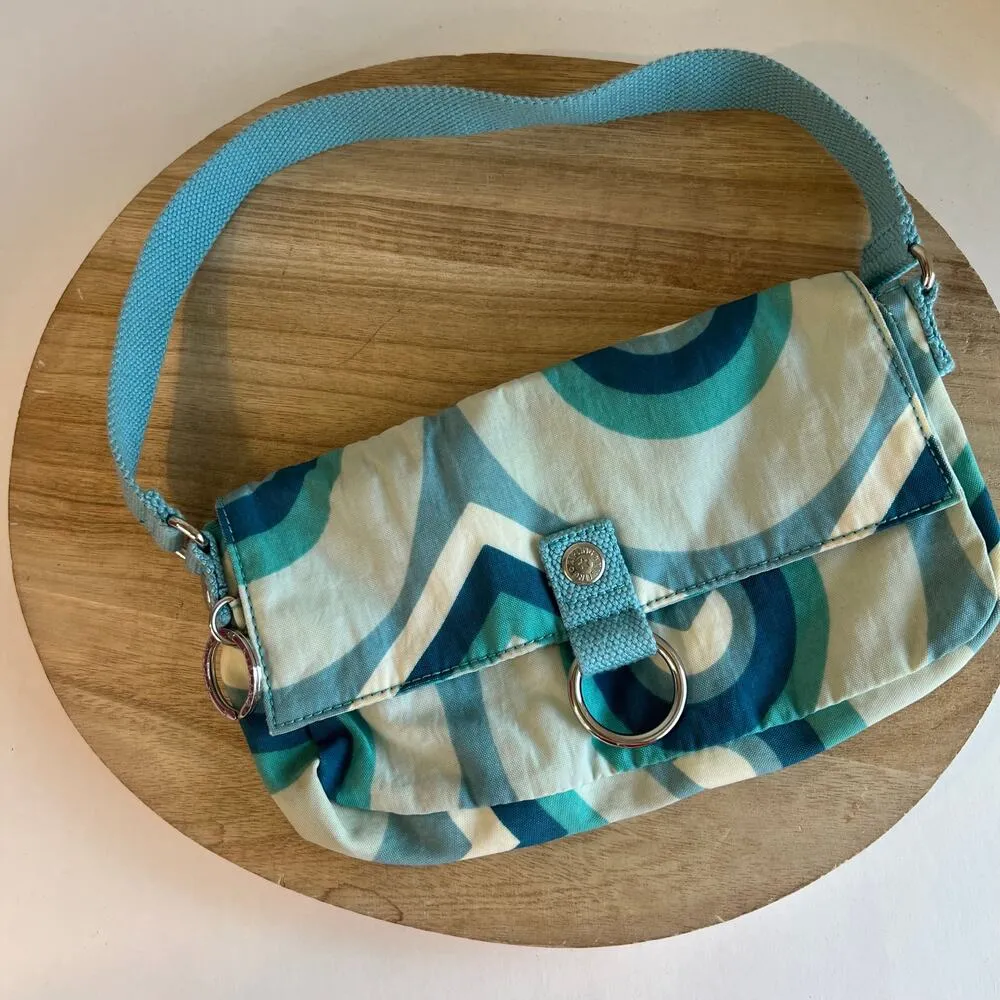 Kipling  Blue Mod Swirl Print Slim Canvas Shoulder Bag - Image 13