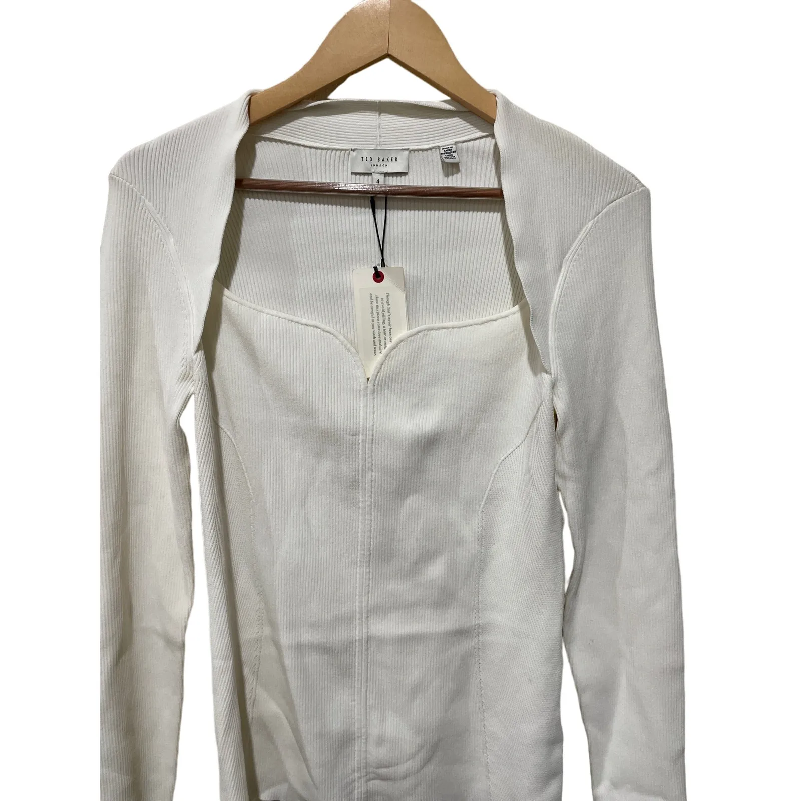 TED BAKER Sweetheart Neckline Knitted‎ Top Size 10 - Image 7