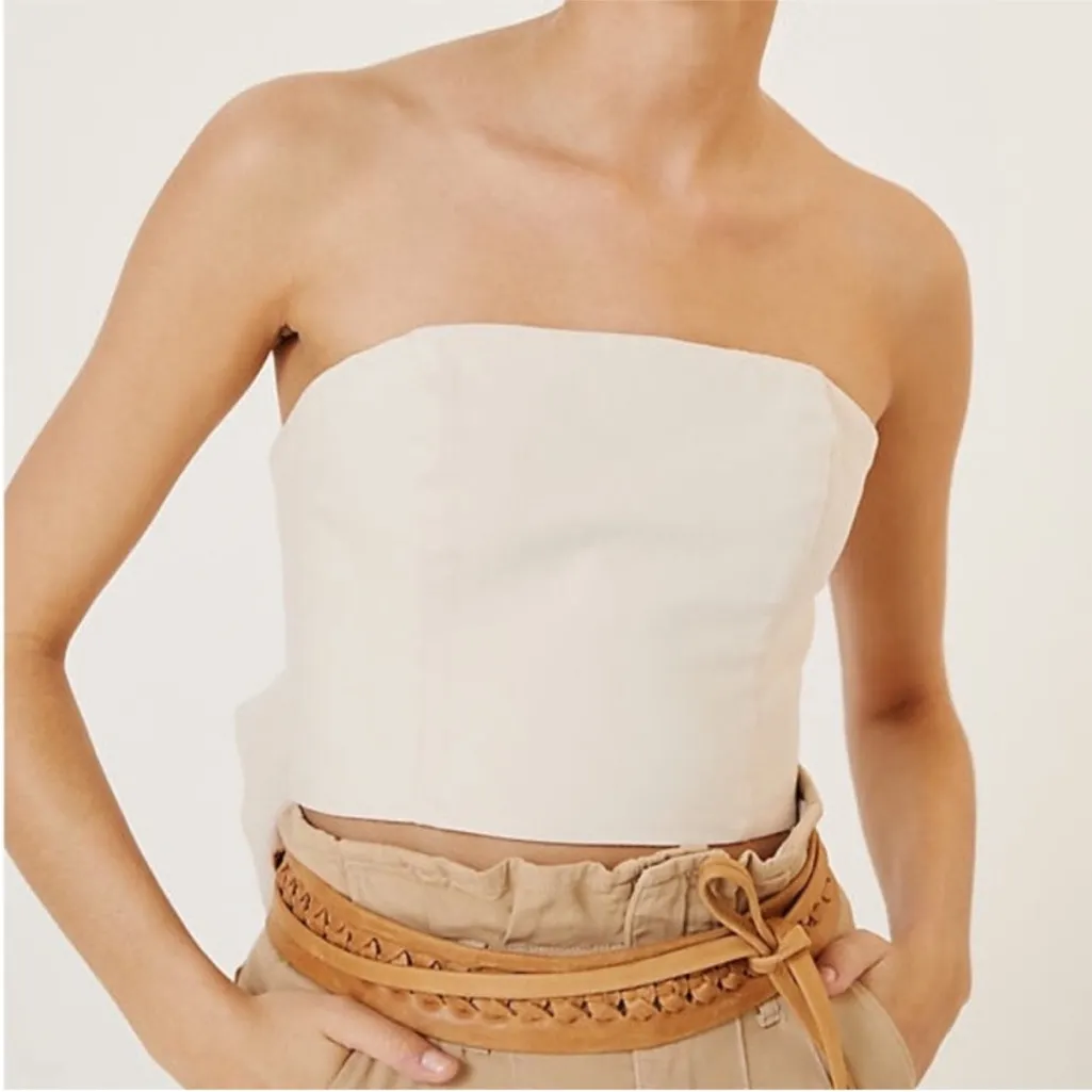 Hutch Delphine Ivory Bow Cropped Strapless Top Size 4 - Image 2