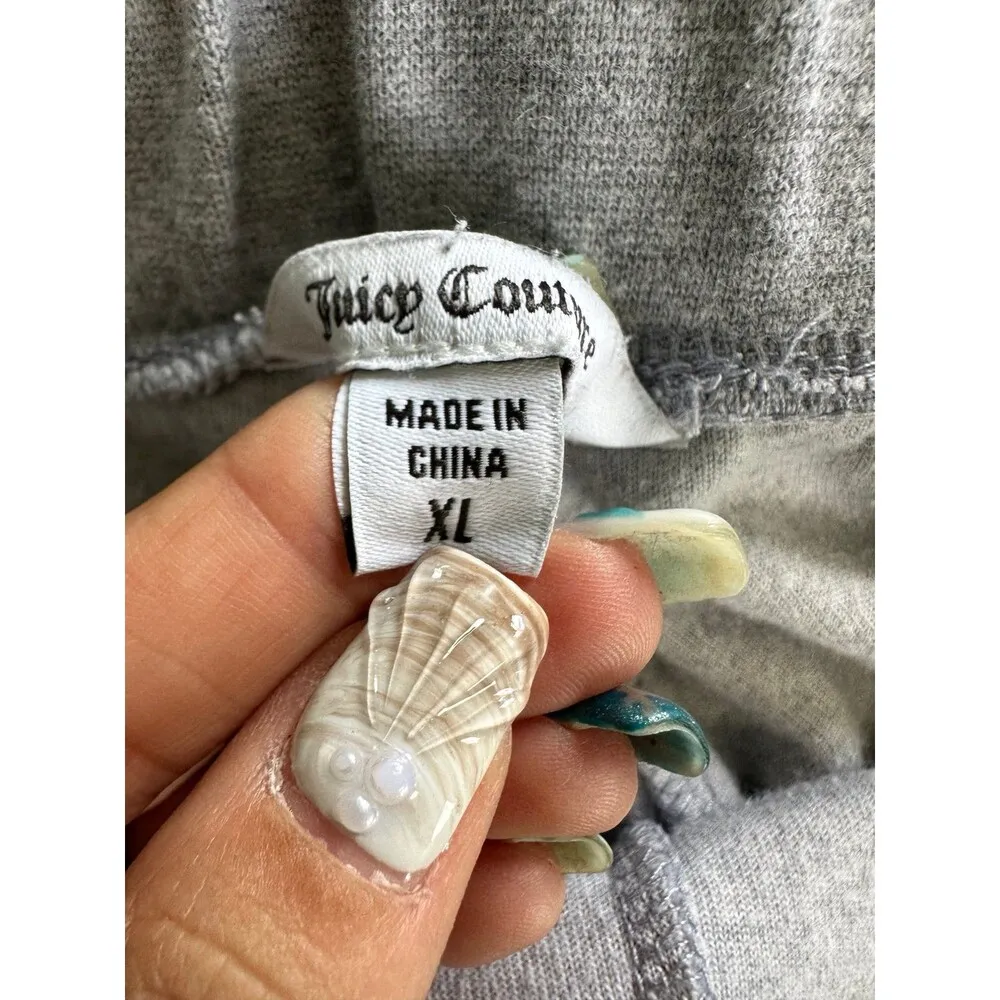 Juicy Couture Women's Velour Eve Silver Marl Side Pockets Track Shorts XL - Image 4