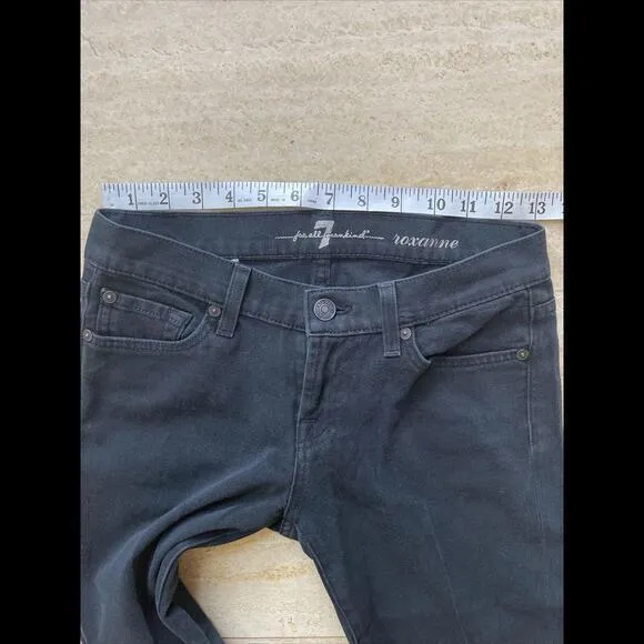 7 For All Mankind Jeans Roxanne Black Denim‎ women size 25 Made in USA Low Rise - Image 4
