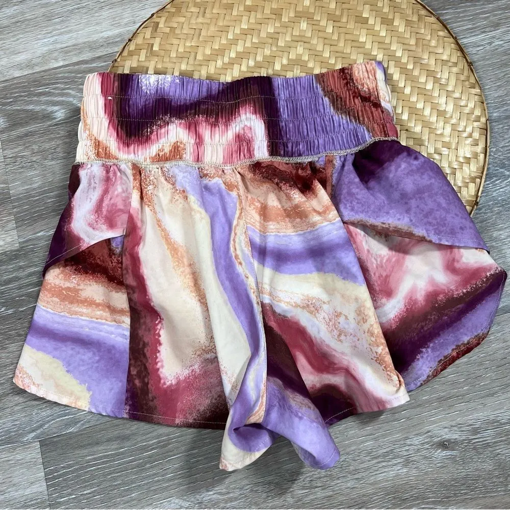 CALIA Large‎ Step Up Petal Hem Shorts Airbrush Crystal Warm 3" women’s xxs Purple - Image 4