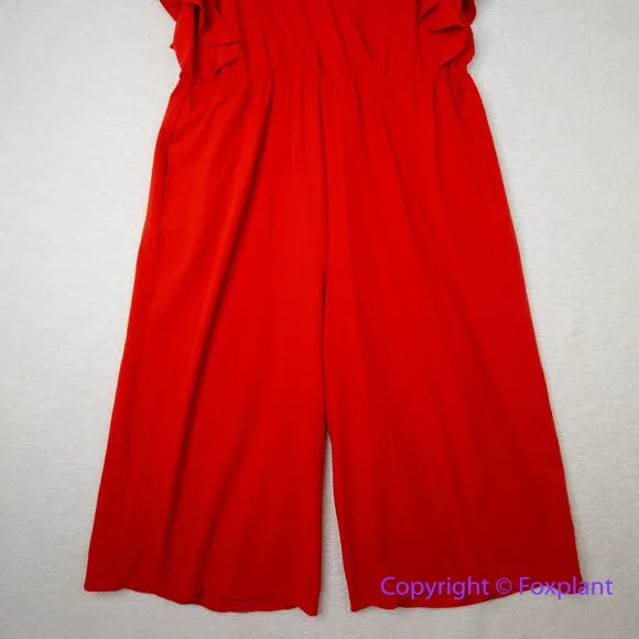 ANTHROPOLOGIE x HUTCH Crepe Flutter Sleeve Wide Leg‎ Jumpsuit, plus size 2X - Image 4
