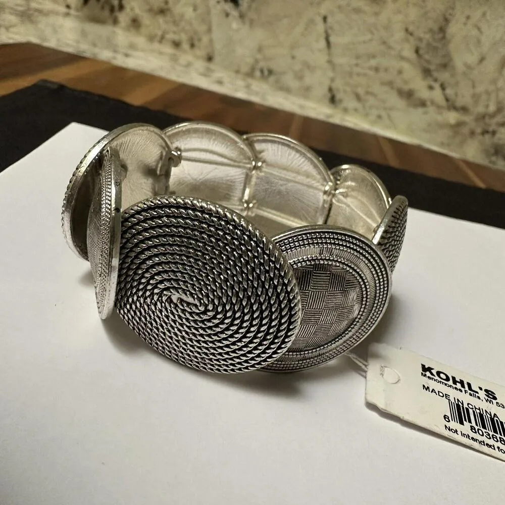 Women’s Dana Buchman Chunky Silver Tone Stetchy Stretch Bracelet 7 Inch $28 - Image 8