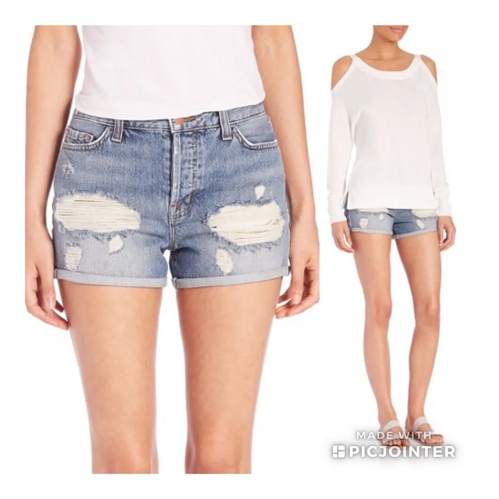 J Brand High Rise Gracie Distressed Jean Denim Shorts 26 - Image 3