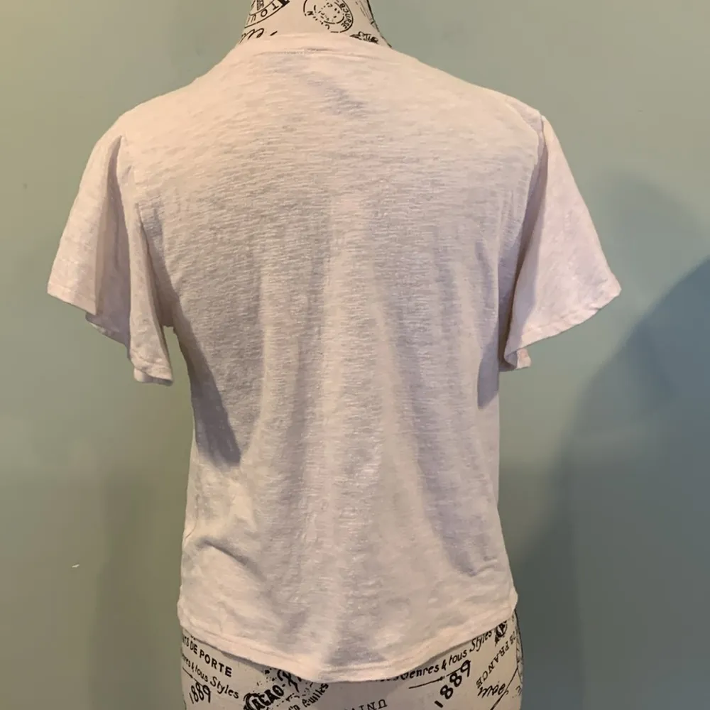 Alya  Basic Flutter Short Sleeve T-Shirt Off White Women’s Small - Image 4