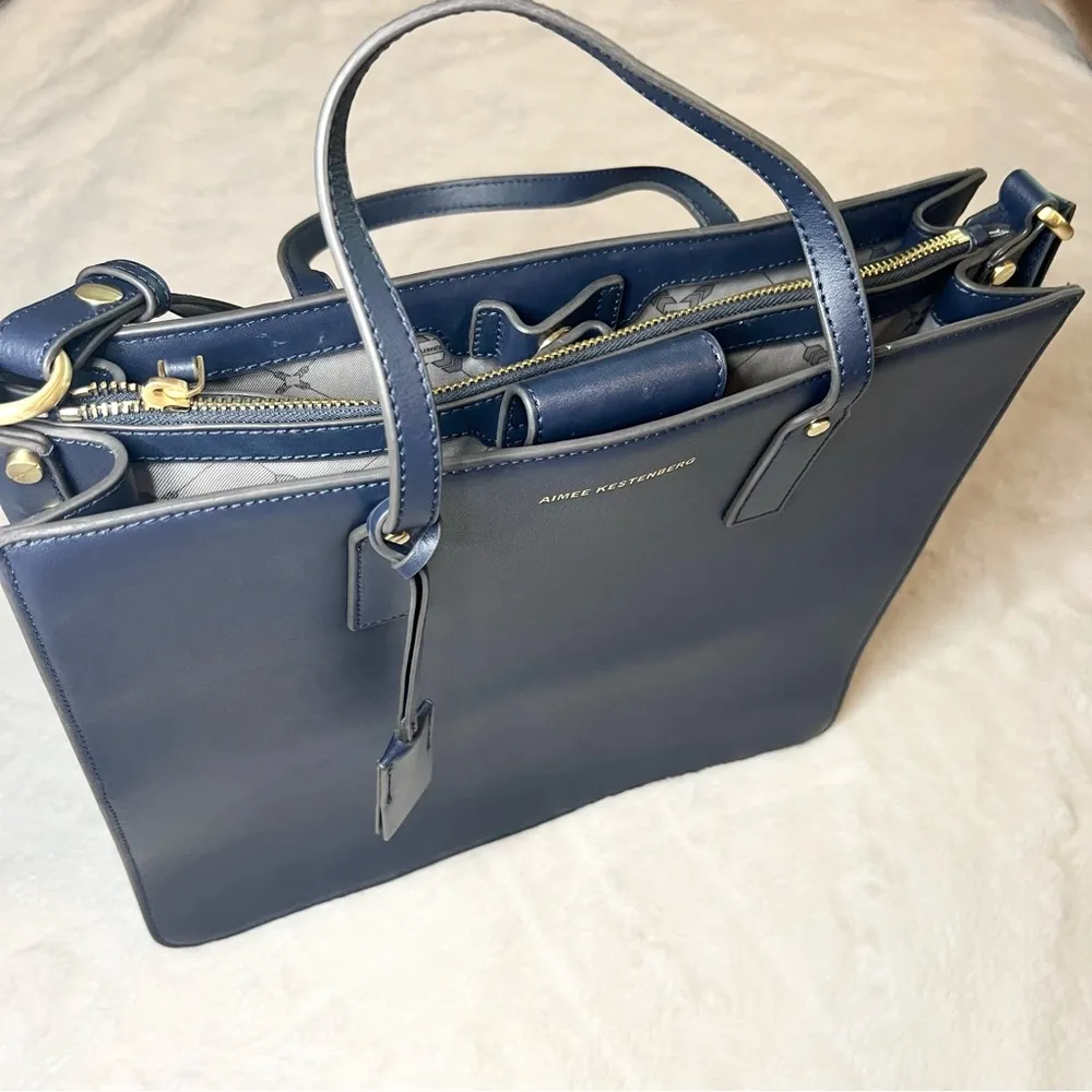 Aimee Kestenberg Mariah Triple Entry Tote Bag in Royal Navy Blue - Image 12