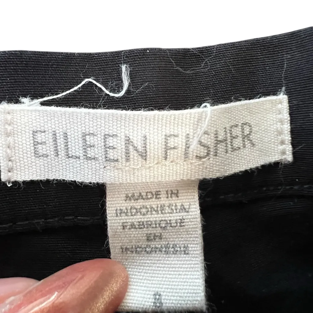 Eileen Fisher Slim Ankle Pant – Black Organic Cotton Stretch – Size 8 - Image 7