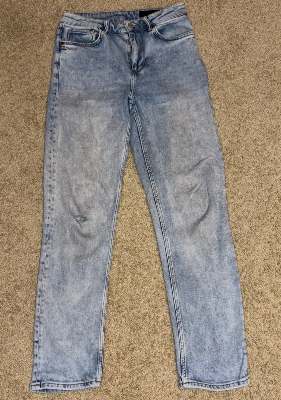 AllSaints Imogen High-Rise slim straight Jeans Light Wash Distressed Size 27 - Image 1