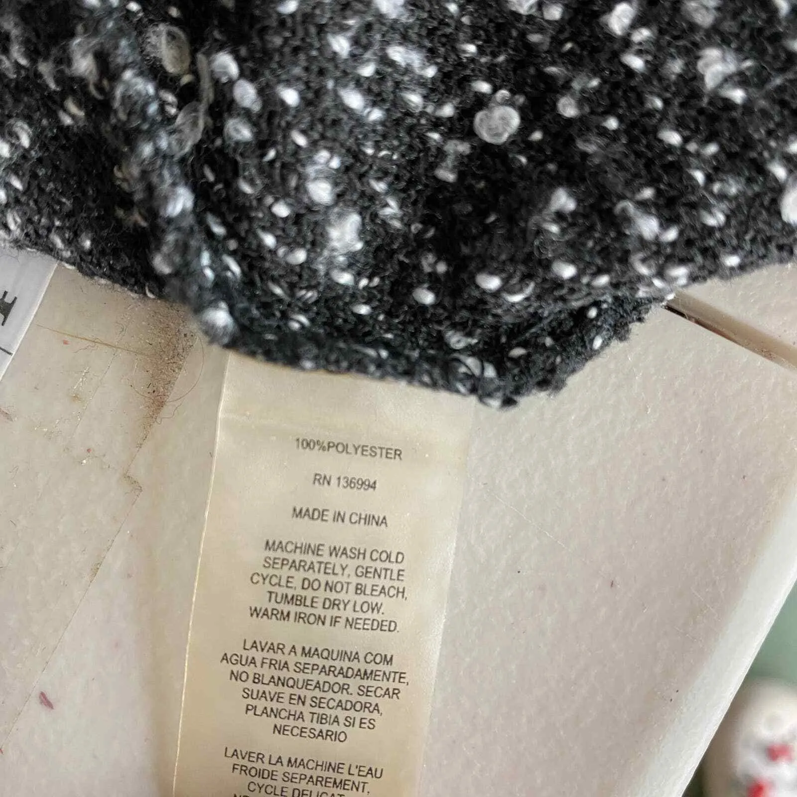 Essentials by Milano Cardigan Womens Small Gray Black White Polyester Knit Open - Image 7