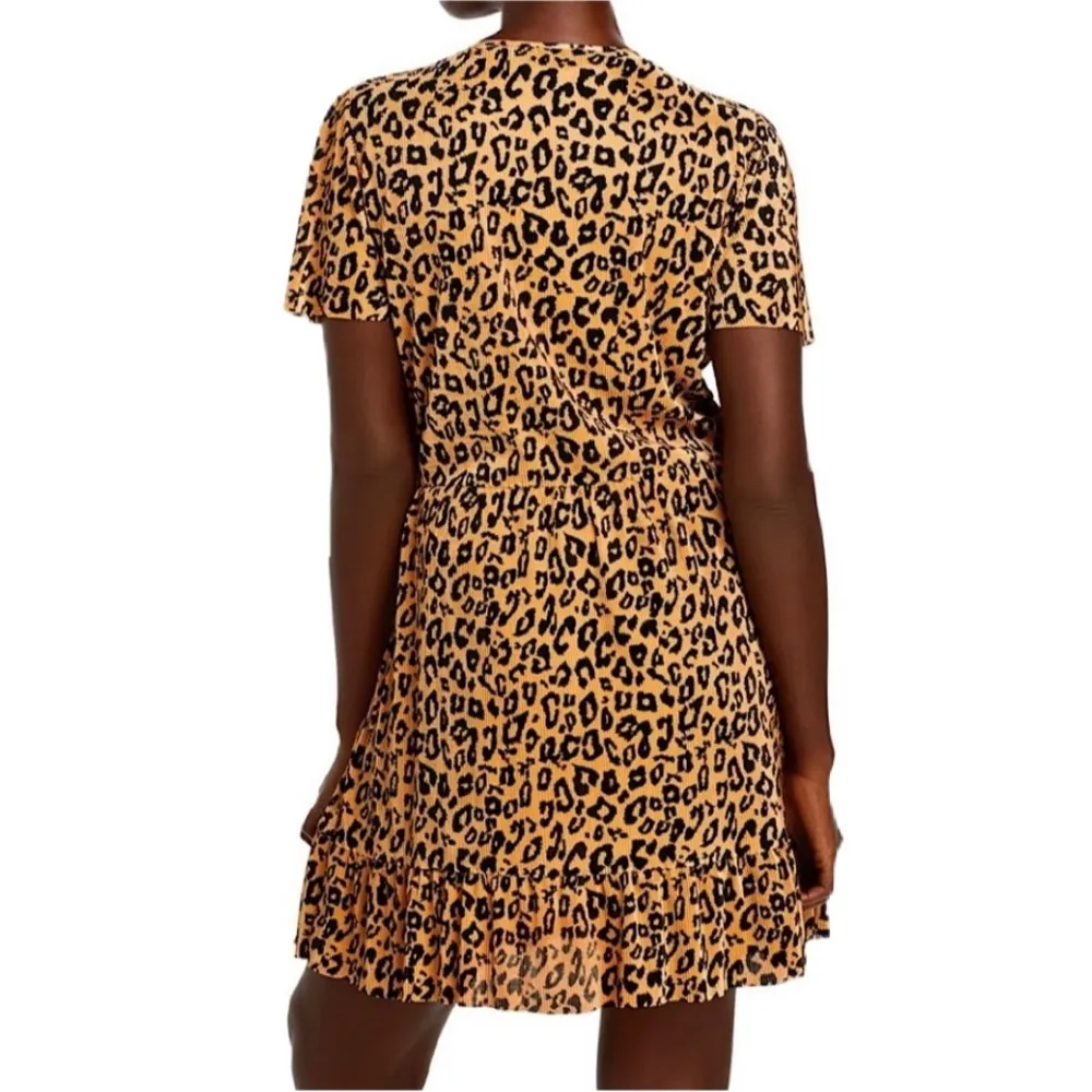 Aqua For Bloomingdales Leopard Print Ribbed Short Sleeve Mini Dress Size 3X - Image 2