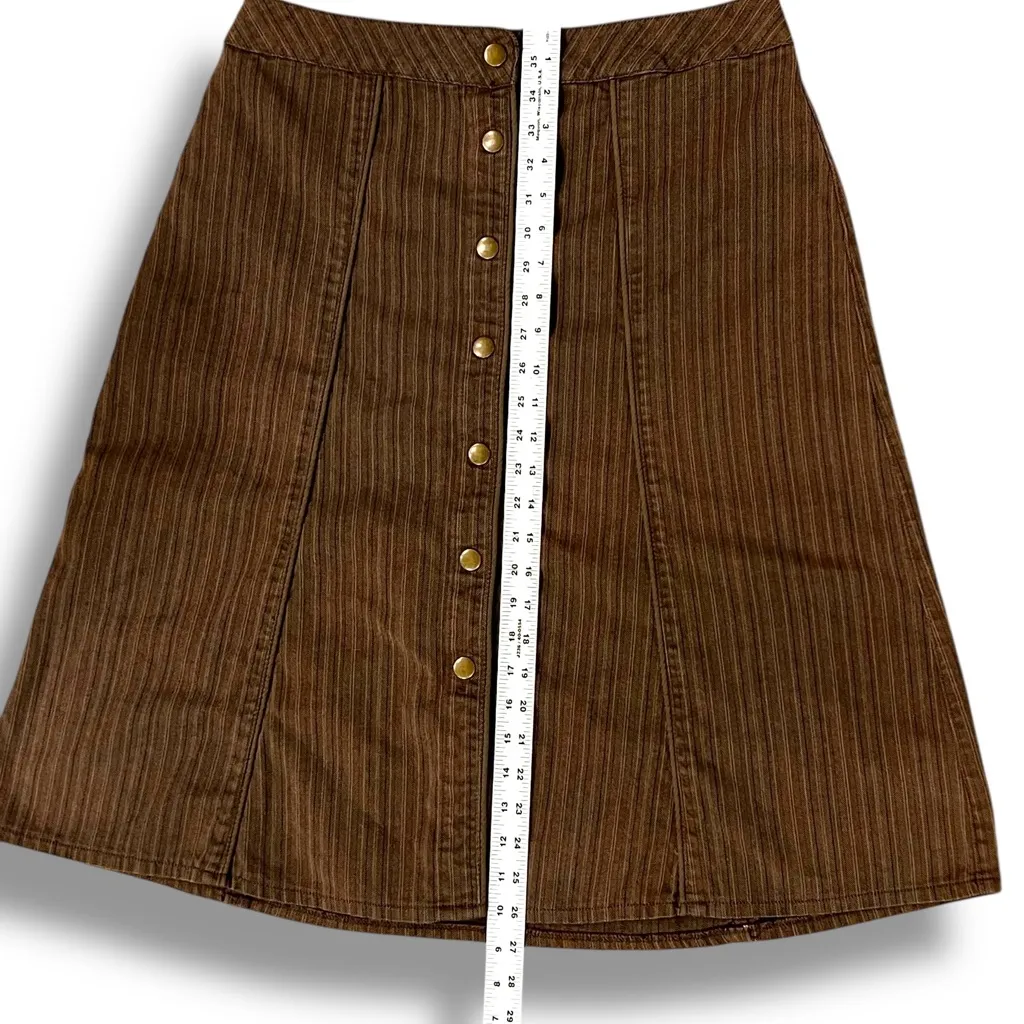 Y2K 90s Territory Ahead Skirt Womens 14 Herringbone Pinstripes Pockets Boho - Image 4