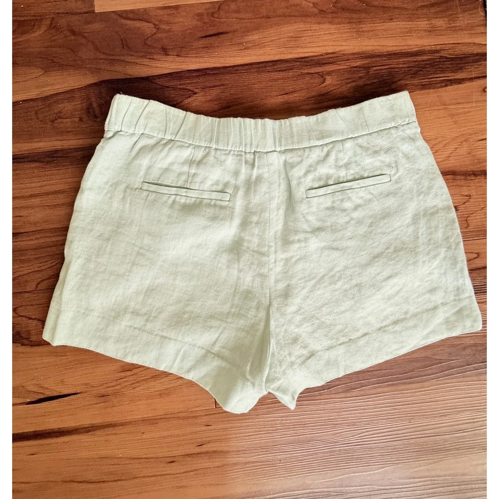 J.Crew Light Green Linen Blend Shorts Elastic Waist Casual Cute Summer Size4 - Image 3