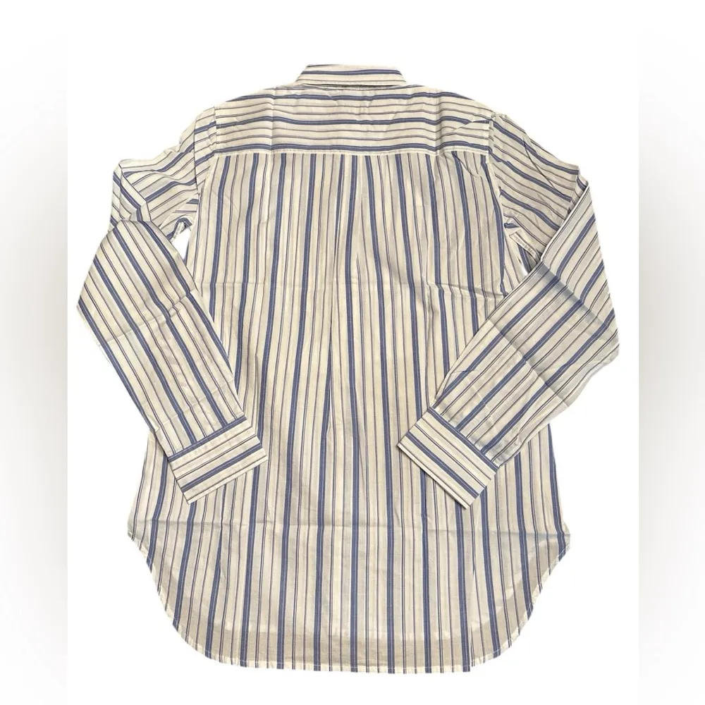 UNTUCKit Women’s Pinot Perse Button Down Long Sleeve Blue stripe Shirt Sz 0 NWT - Image 2