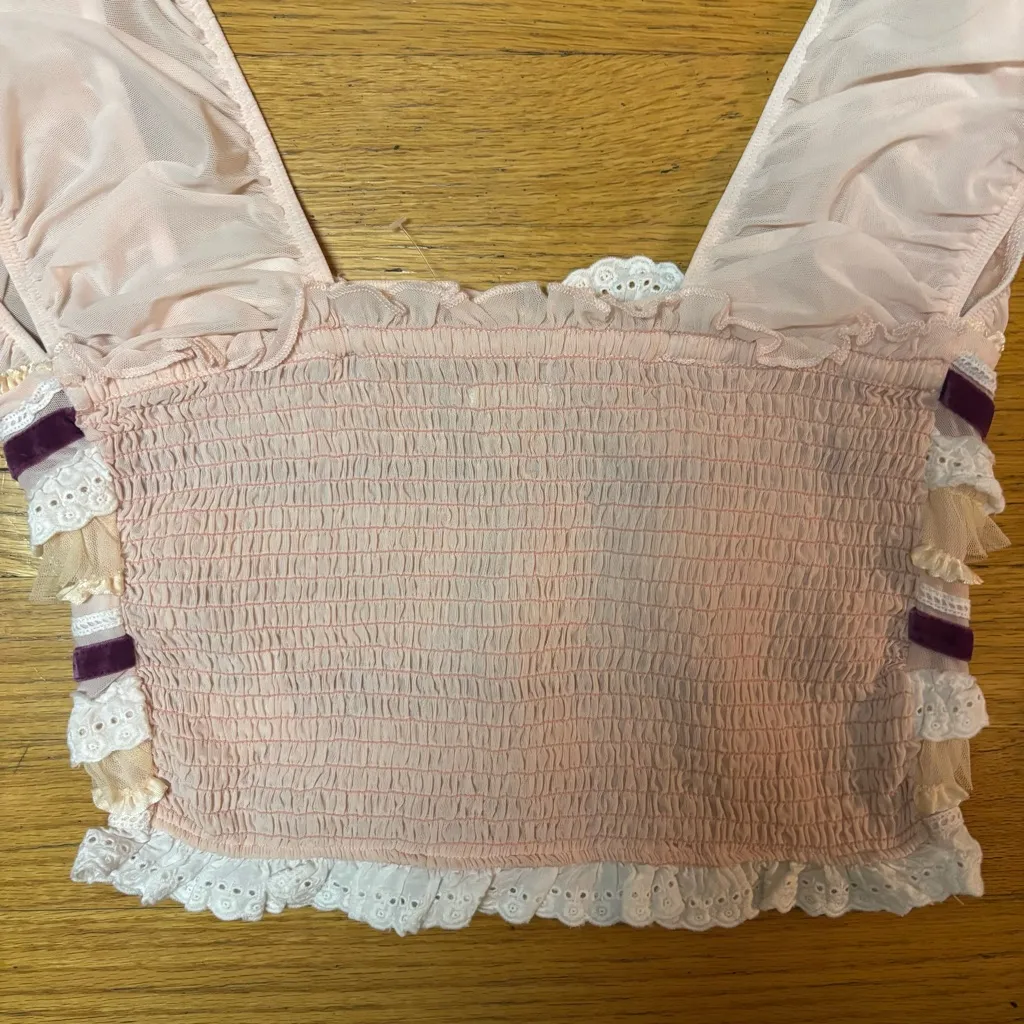 Urban Outfitters Kimchi Blue Liliana Fairycore Ballet Boho Hippie Ruffle Top M - Image 8